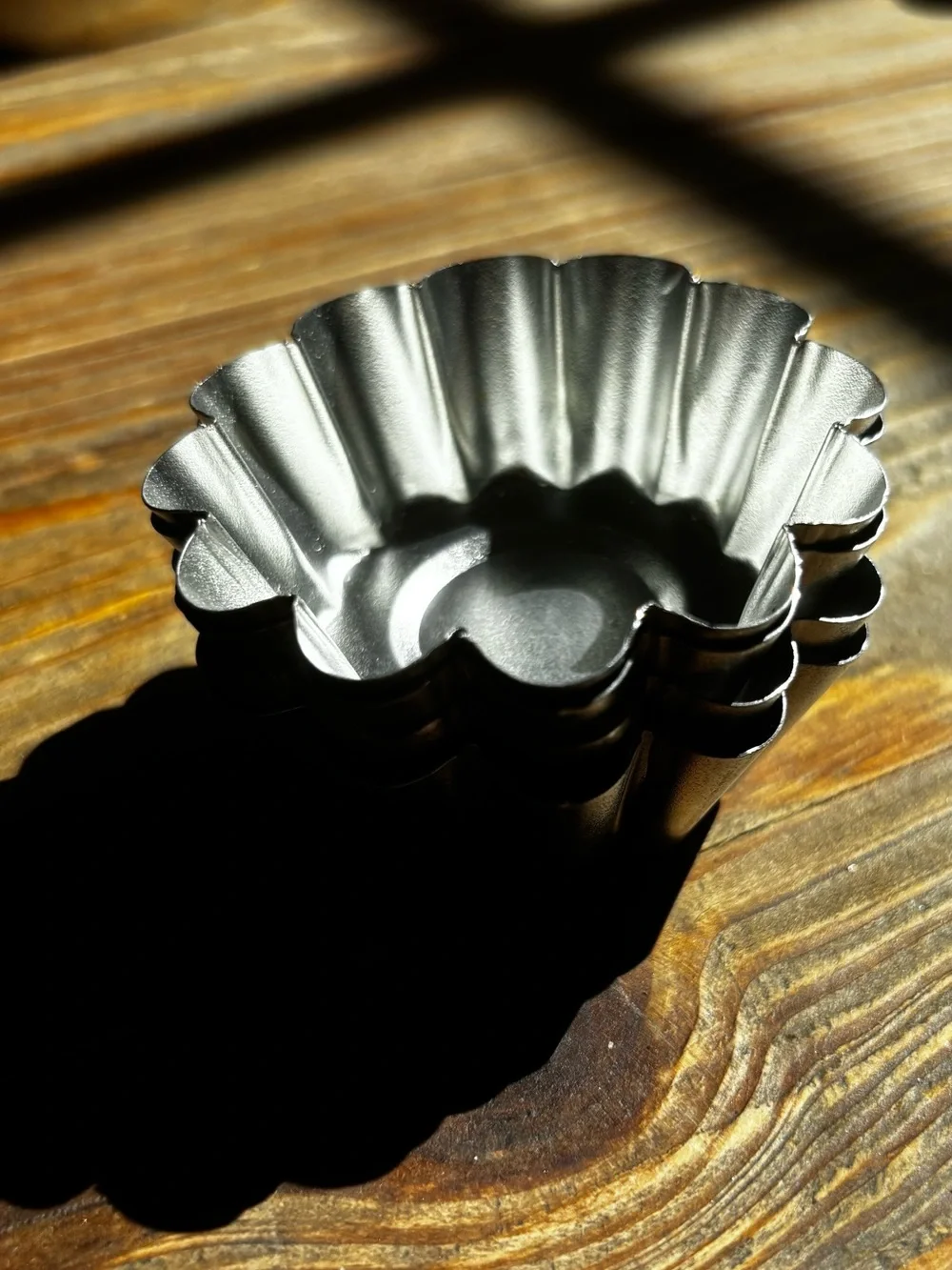Set of 4 Fluted Metal Tartlet/Mold Cups - Silver
